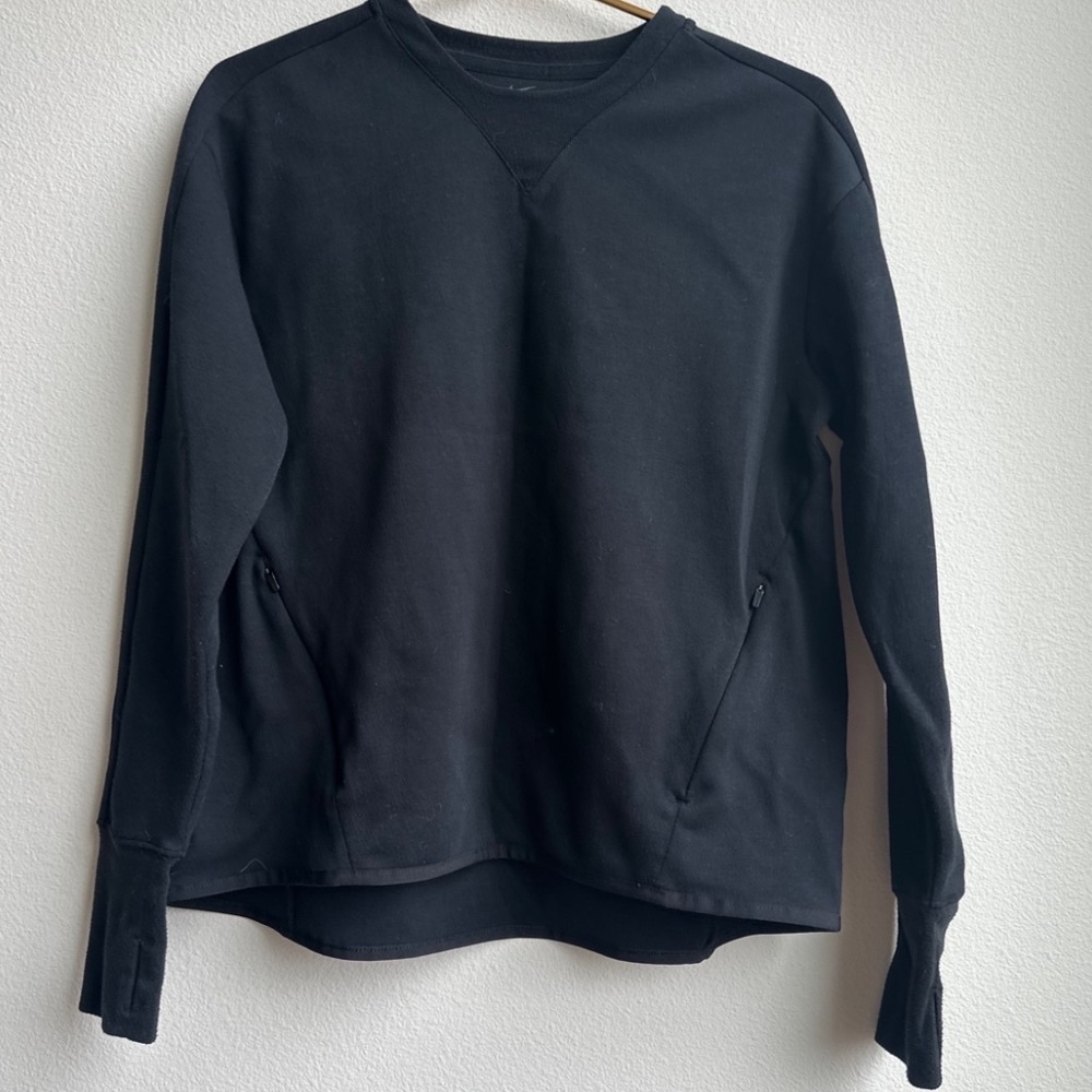 Nike Womens Medium Black Crewneck Pullover Zip Pockets Sweatshirt